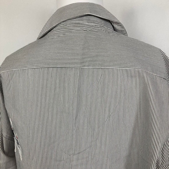 Mili Designs Shirt Womens M Black White Striped Cotton Kitty Cat‎ Vintage Button - Picture 5 of 15